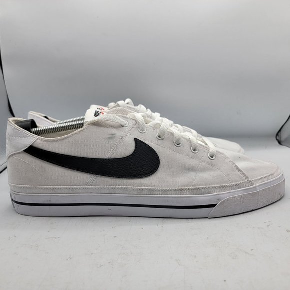 Nike Court Legacy Mens 14 White Black Canvas Casual Shoes Sneaker CW6539-101